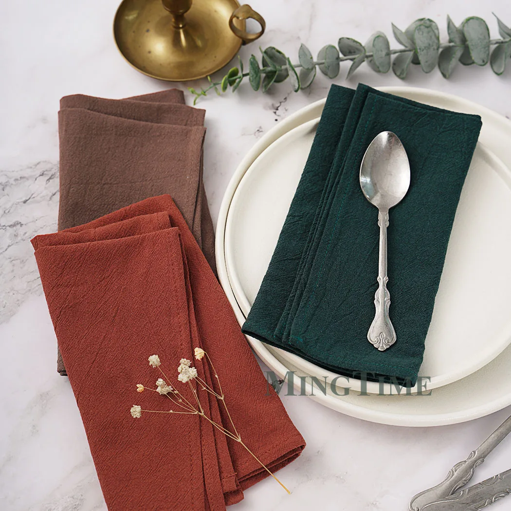 Cotton Napkins Napkin 40X40CM Plain Washed Cotton Timeless Classic Tea Towel Dining Place Mats for Home Kitchen Dinner Wedding Settings Decor