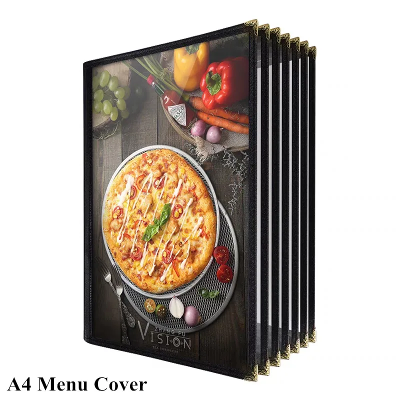 

A4 Menu Sign Holder 8.5 x 11 Inch Menu Book Double Stitched Single Page Two Clear Views Surfaces Restaurant Menu Paper Covers