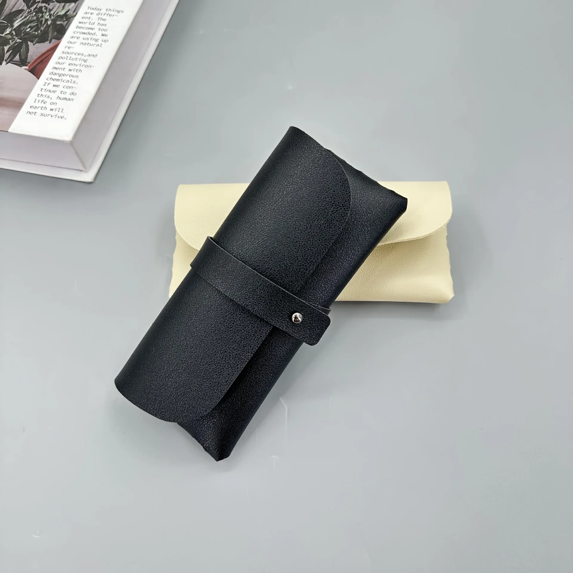 Glasses Case Solid Color Leather Soft Bag Fashionable Portable Sunglasses Sunglasses Set glasses case,glasses storage bag,sunglasses bag