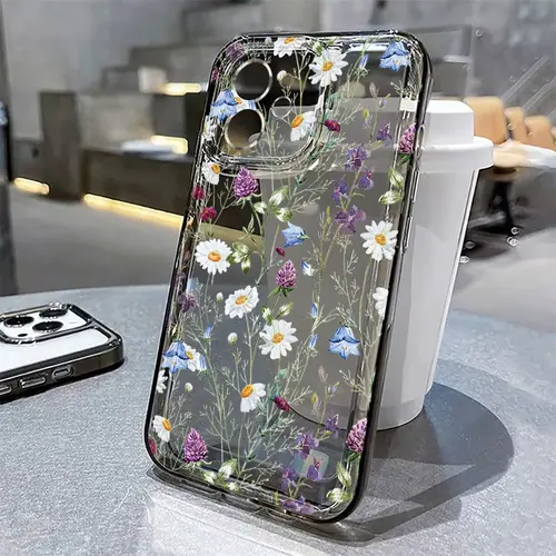 Flower Phone Case For iPhone 16 15 13 11 14 12 17 Pro Max 16E XS XR 7 8 Plus SE Shockproof Transparent Cover Silicone Soft Funda - Image 4