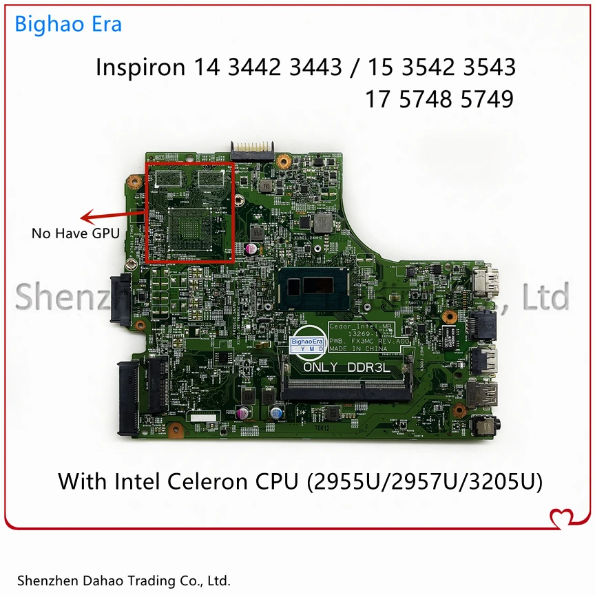 Laptop Motherboard 132691 Fx3mc para Dell Inspiron 15 3542 3543 17 5748 5749 com Intel i3 i5 i7 Cpu Ddr3 Cn: 0hrg70 06yprh - Imagem 6