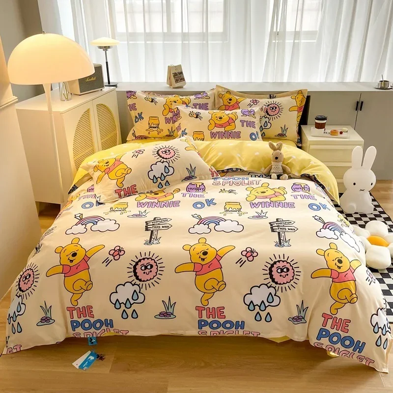 Disney steh mickey myš ložní prádlo sada povlečení na postel kreslený tisk 4-piece polyesterová postel aršík sada dusit se bedspread sada vánoce dar