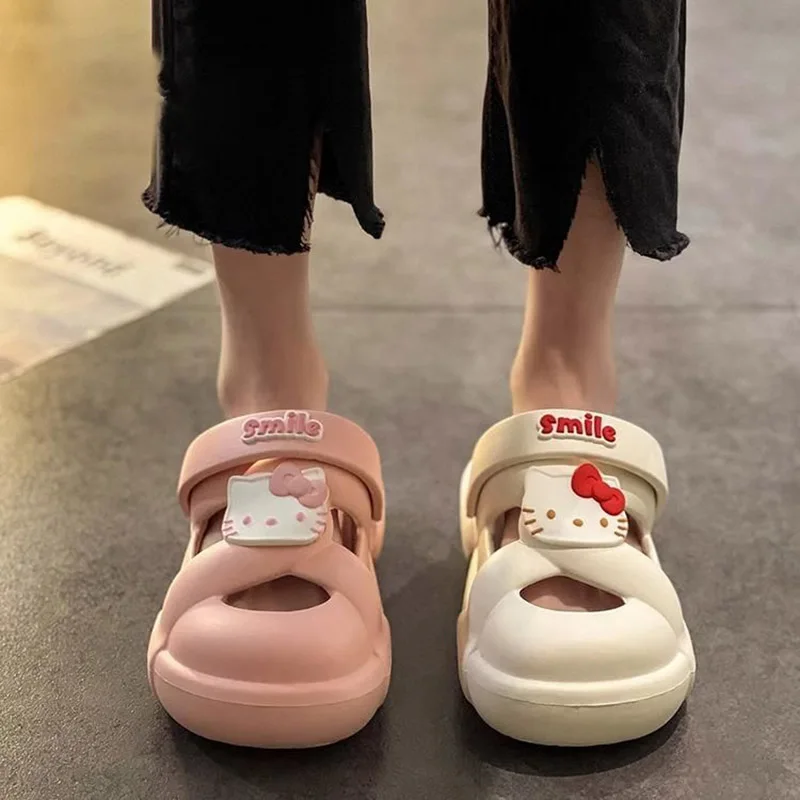 

Шлепанцы Kawaii Sanrio Hello Kittys, Мультяшные аниме сандалии, школьная пляжная обувь, мягкая Нескользящая летняя домашняя обувь, модные подарки, игрушки
