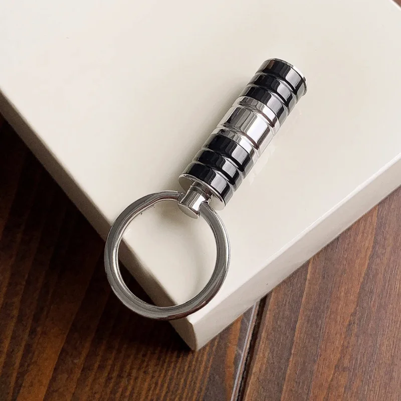 PJS Luxury MB Black Silver Smooth Paint Car Key Chain 316 Stainless Steel Cylindrical And Ring Classic Keychain With Box Set