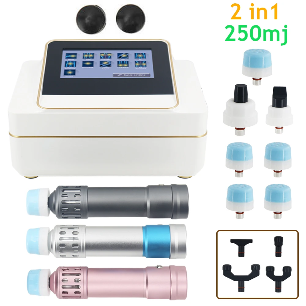 

250MJ Shockwave Therapy Machine 2 in 1 ED Massager Shock Wave Chiropractic Gun Tibial Stress Syndrome Relief Pain Massage Tool