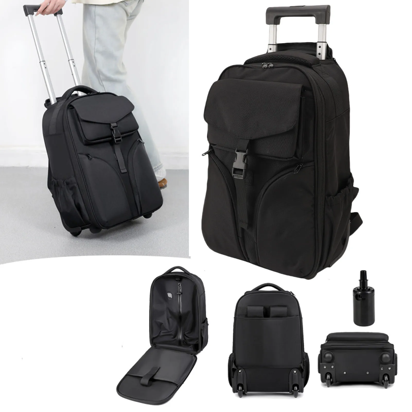 Trolley Backpack with Wheels Vacuum Compression 30L Large Capacity Water Proof Shoulder Bag for Travel Business Trip - Image 2