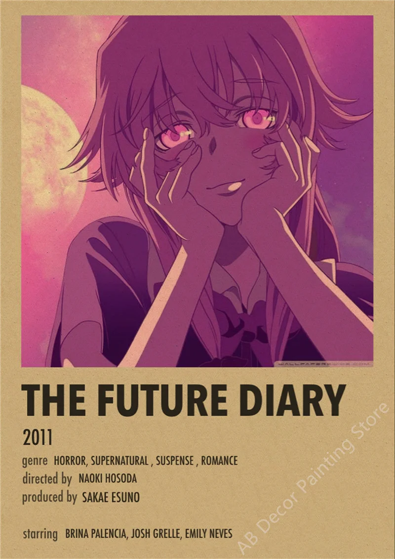  Gasai Yuno Anime The Future Diary Mirai Nikki Canvas Art Poster  Family Bedroom Posters Gifts 20x30inch(50x75cm): Posters & Prints