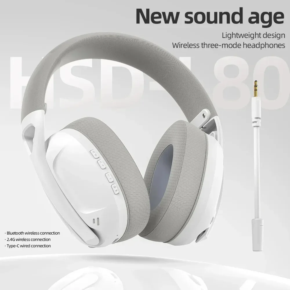 SMAILWOLF L80 무선 게임용 헤드셋 트라이 모드 2.4G 블루투스 저지연 헤드폰(PS5 스위치 PC 노트북 폰용 마이크 포함)
