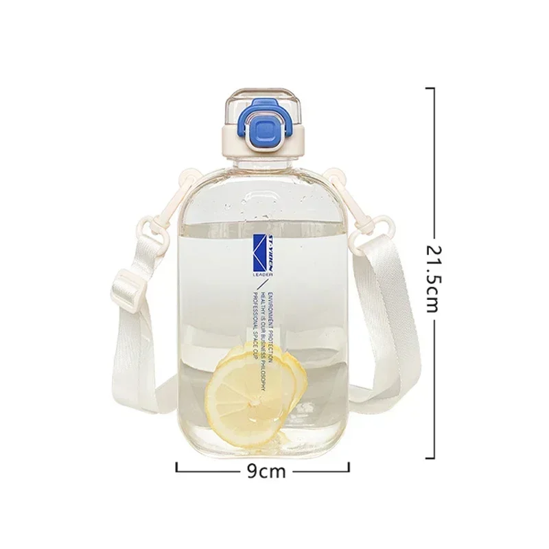 Slim Transparent Water Bottle with Adjustable Strap – Ideal for Travel, Sports, and Camping