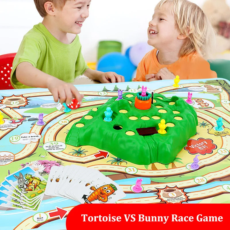 Bunny VS Tortoise Race Table Game with Map for Kids 2