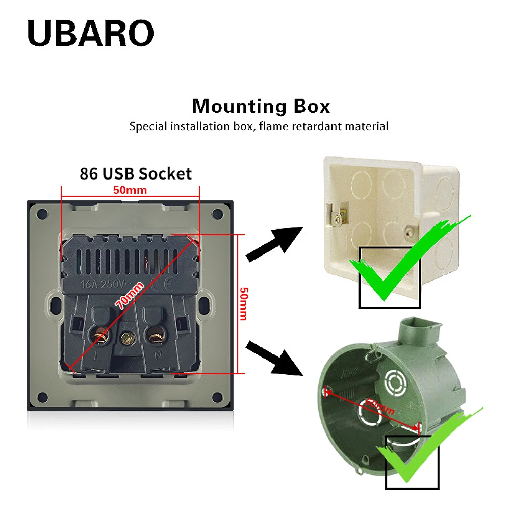 UBARO 172*86  ǥ ȭ  г    ÷ Usb 5V 2100mA  Ȩ ܼƮ 110- 250V 16A