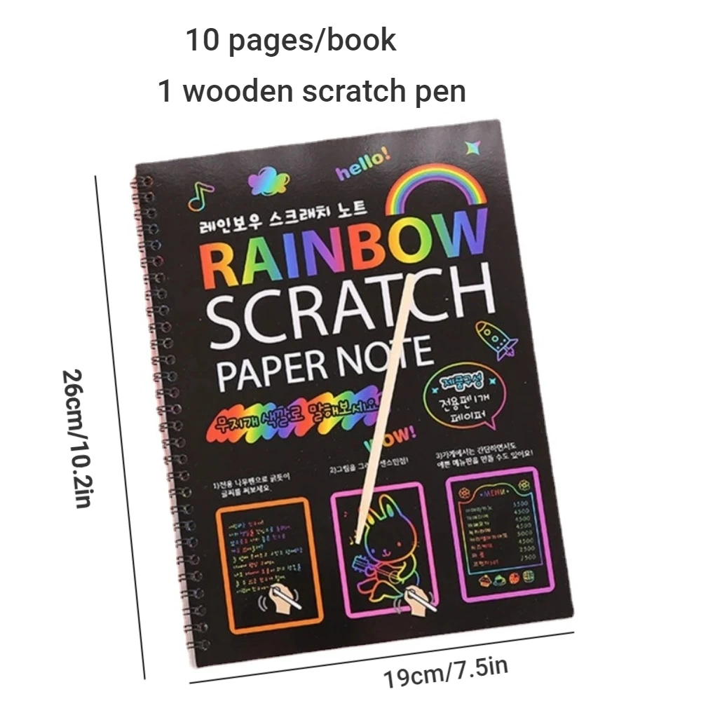 Montessori Painting Note Scratch Art Paper DIY Graffiti Book Children Magic Rainbow Scraping Drawing Notepad Educational Toys 5