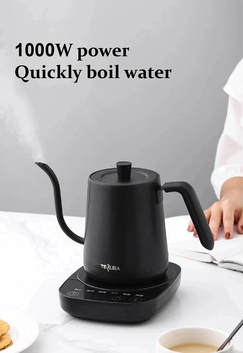 Description Picture 5 of item110V/220V Smart Electric Kettle Hand Brew Coffee Pot Gooseneck Jug Multigear Temperature Adjust 304 Stainless Steel Teapot 800ml