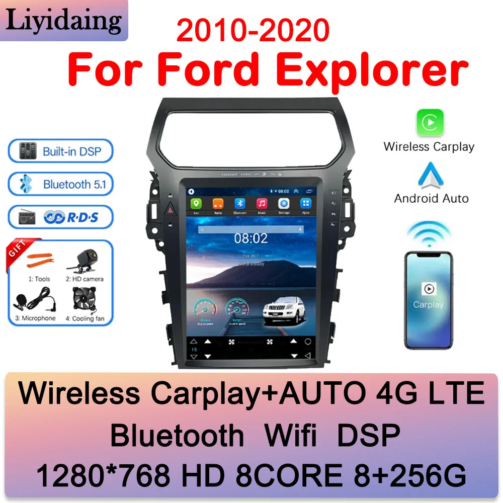 

Автомагнитола Pentohoi для Ford Explorer 2010-2020 Carplay Auto Android 13, экран Tesla, DVD, мультимедийный видеоплеер, стерео, GPS, Wi-Fi