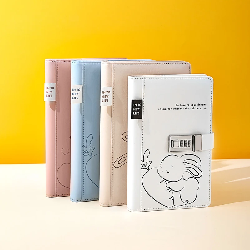 Sketchbook Diary A5 B6 Notebook and Journal with Lock Notepad Rabbit Bullet Agenda Planner Organizer Password Padlock Note Book