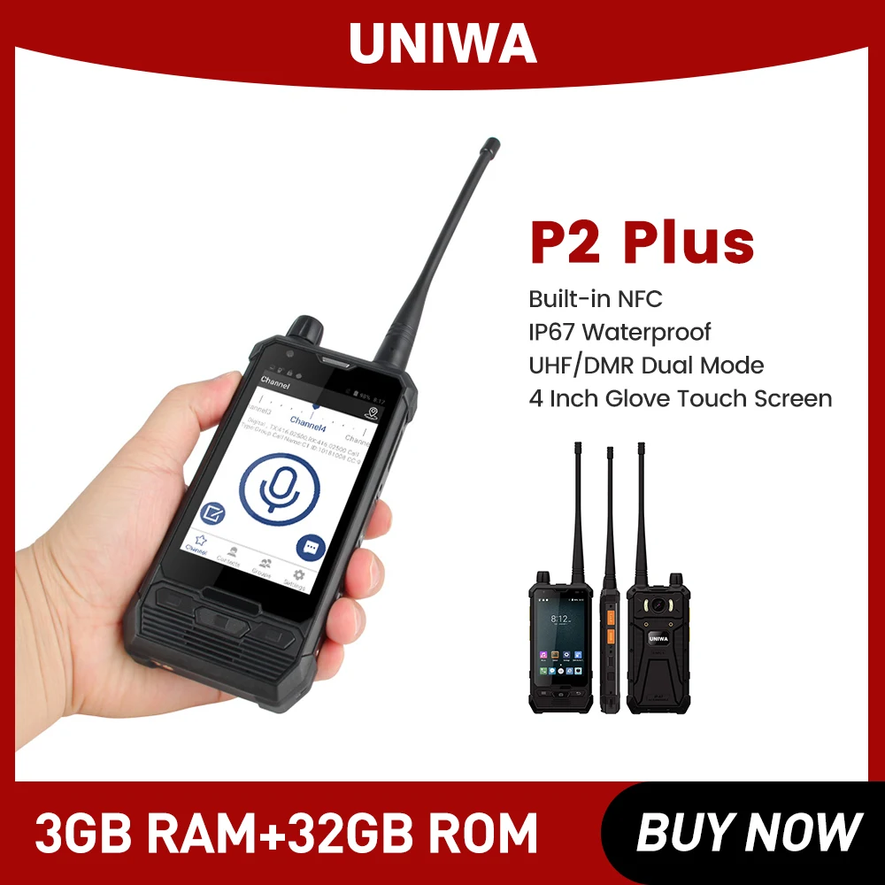 UNIWA P2 Plus 4 Inch Octa Core Smartphone 3GB RAM 32GB ROM NFC IP67 Rugged Mobile Zello 4W DMR UHF Repeater Walkie Talkie цена и фото