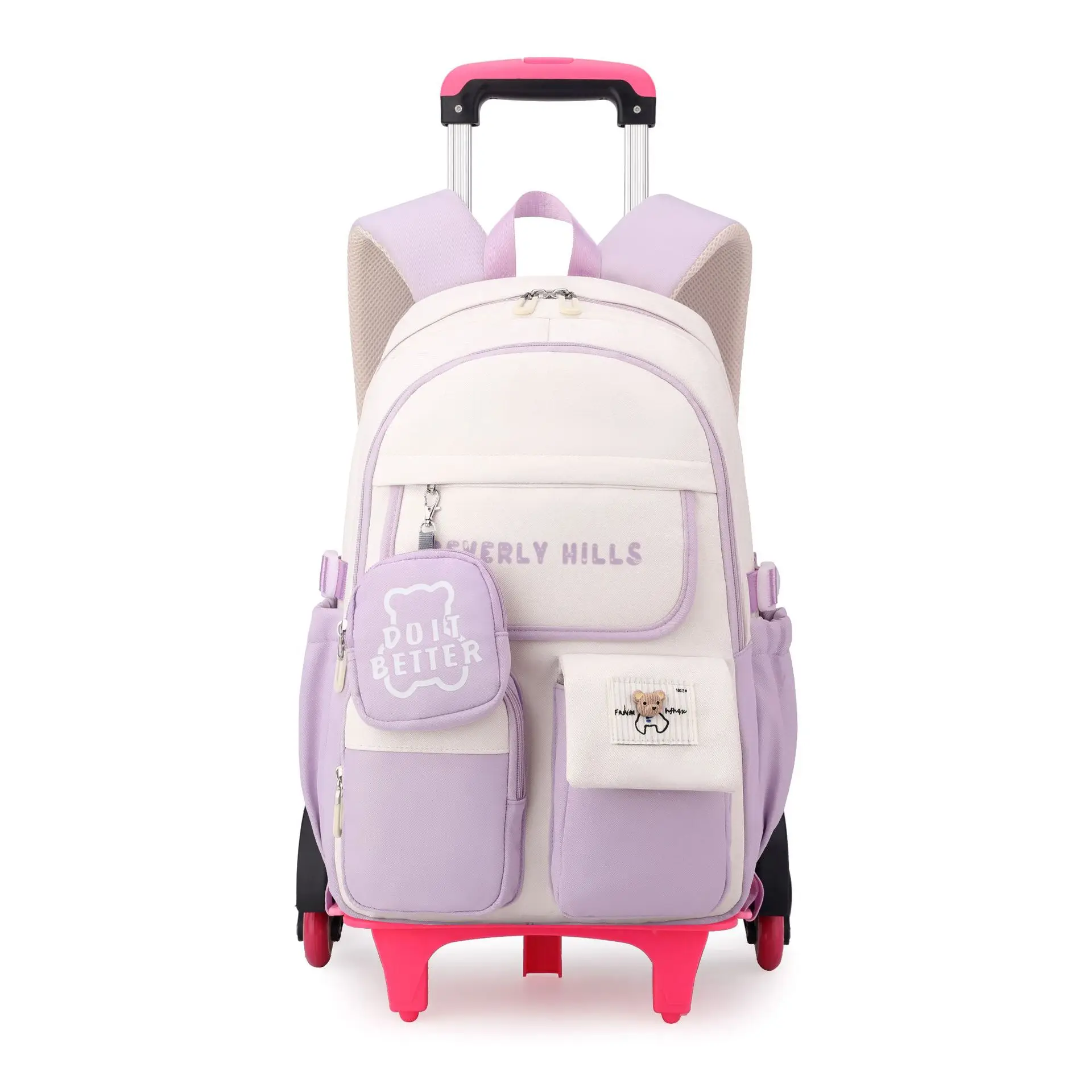 Rolling School Bags for Girls Backpack Children Waterproof School Backpacks with Wheels Middle School Trolley Luggage Back Pack 4