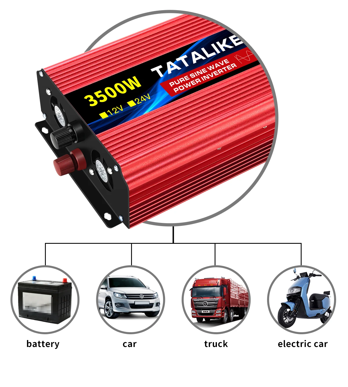 순수 사인파 인버터 DC 12V 24V  AC 220V 전압 EU 소켓 50Hz 전력 변환기 8000/7000/6000/5000