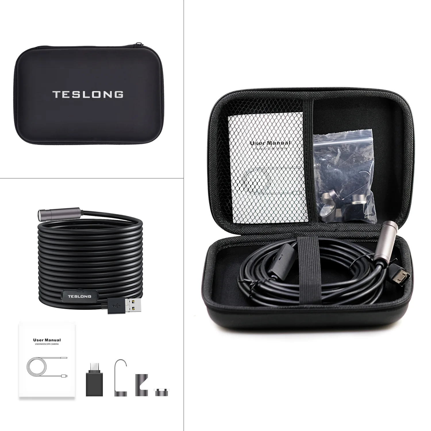 TESLONG 5.0MP 3 in 1 Usb Endoscope Camera 2594x1944P IP67 Auto Focus Hard Wire Industrial Borescope for Android Ios 6