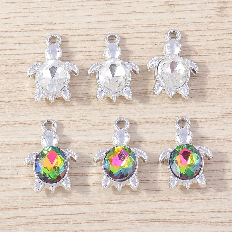 10 stücke 14x21mm Cartoon Kristall Tier Schildkröte Charms für Schmuck Machen Frauen Nette Tropfen Ohrringe Anhänger Halsketten DIY Handwerk Geschenk