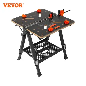 VEVOR Folding Work Table 7-Level Height Adjustment Workbench & Sawhorse with Versatile Clamping System for DIY Woodworking Use 1