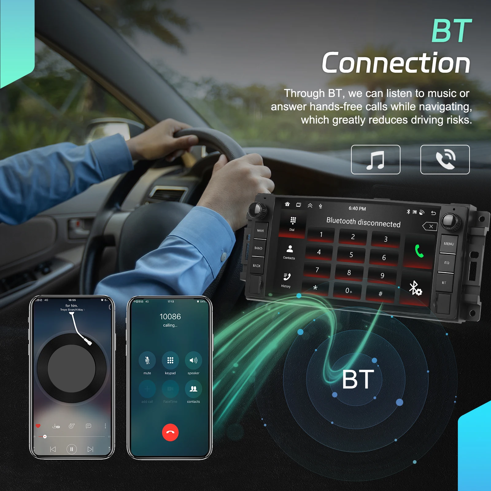 Radio para coche Podofo Android 2 Din 4G + 64G 7" para Chevrolet/Chrysler/Jeep/Dodge, estéreo para coche, Wifi, navegación GPS, sistema inteligente para coche, CarPlay, Android, unidad principal, BT, FM, Autoradio 6