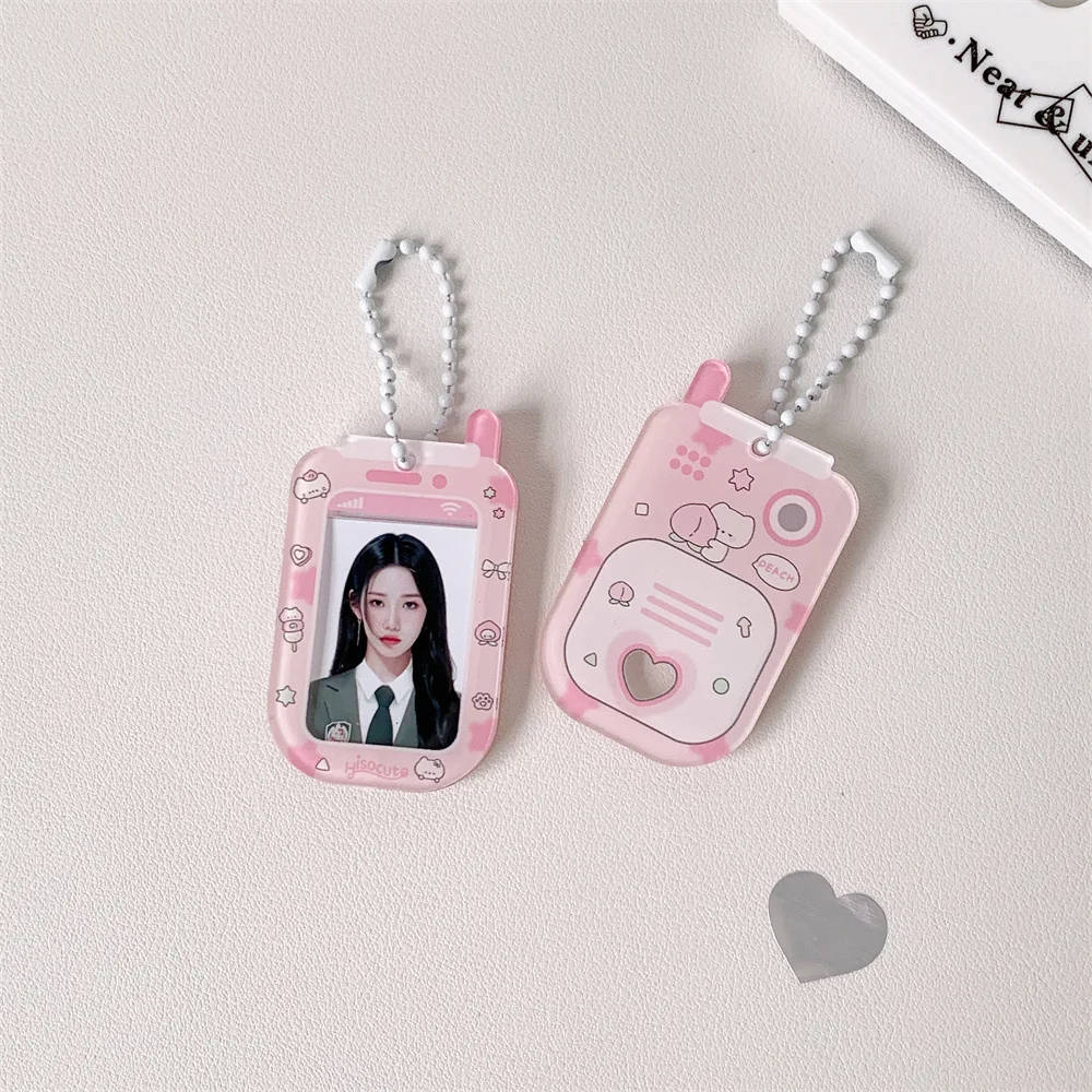 Kawaii Ins Star Acrylic Mobile Phone Shape 1 inch Photocard Holder Card Wallet Idol Photo Holder Bag Pendant School Stationery