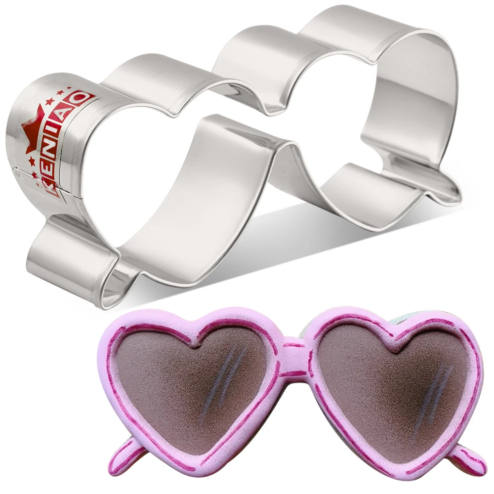 Heart Shaped Sunglasses Cookie Cutter 9 CM Summer Biscuit Fondant Pastry Bread Mold Stainless Steel KENIAO