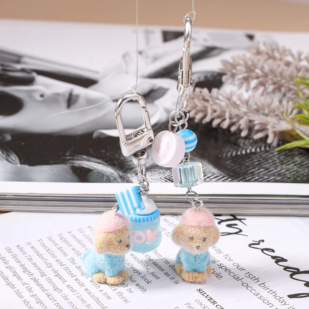 Aihua Niedlicher 3D-Schlüsselanhänger mit weichem, flauschigem Tiermotiv, Welpe, Hund, Schlüsselanhänger für Frauen und Mädchen, Handtaschenanhänger, DIY-Schlüsselanhänger, Schmuck, Geschenke