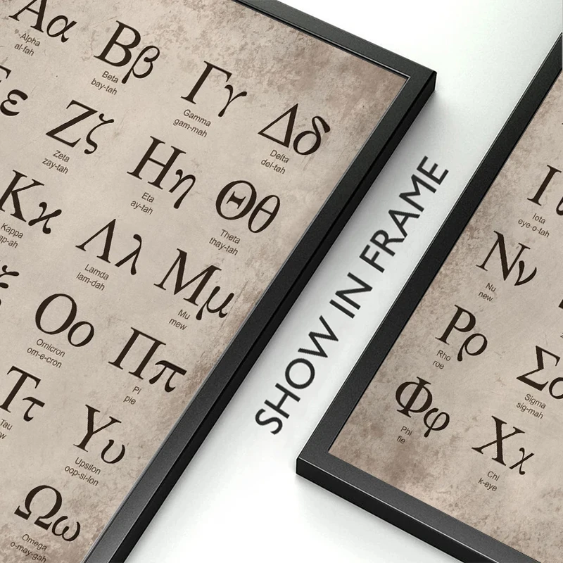 Greek Alphabet Educational Art Canvas – Mathematics Poster for Classroom & Home Decor
