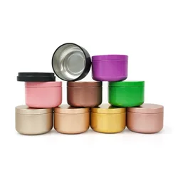 20/50pcs Aluminum Candle Tin 50ml Round Candle Containers Cosmetic Jars Oil Cream Pot Empty Aromatherapy Sealed Metal Can Travel