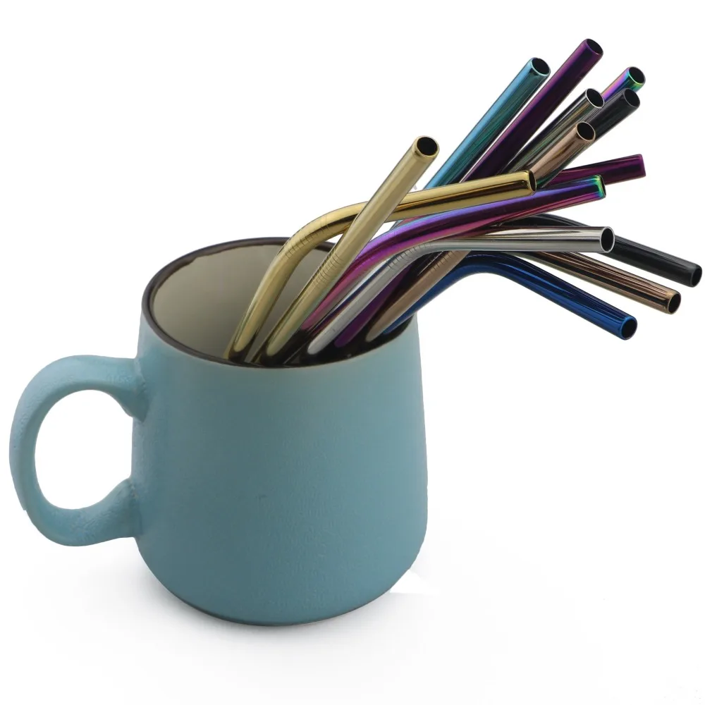 Premium Reusable Stainless Steel Drinking Straws with Cleaning Brush - Eco-Friendly Bar Accessory