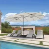 15ft Patio Market Umbrella with Base Included Double-Sided Rectangle Outdoor Umbrella Table Umbrella with Crank 1