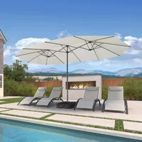 15ft Patio Market Umbrella with Base Included Double-Sided Rectangle Outdoor Umbrella Table Umbrella with Crank 1