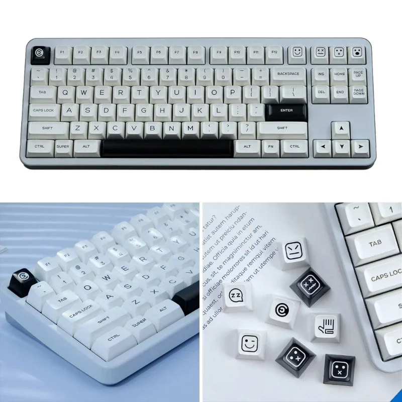 

Unique QXA Height Bow Keycaps, 160 Keys Double Shot Black White Keycap for Mechanical Keyboards Keycap Replaces