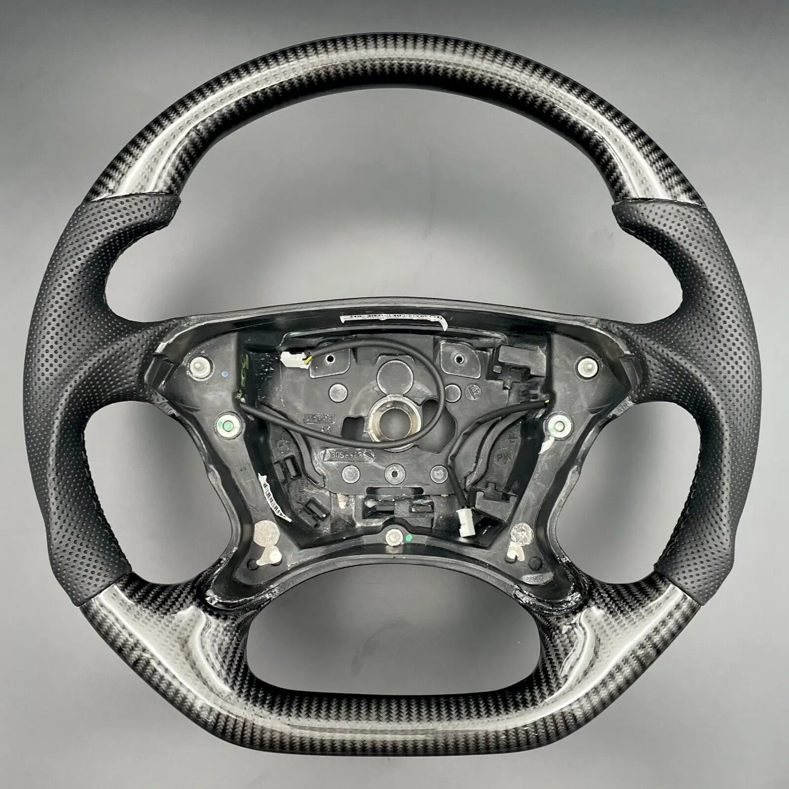 Per Volante Mercedes W211 Sl55 R230 W209 Nero Carbonio Piatto Clk S211