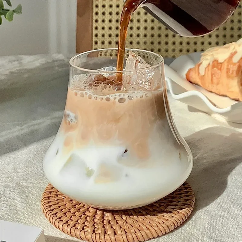 Glass Cups Coffee Beer Mug Aesthetic Drinkware Glassware Cocktails Wine Whiskey Espresso Water Cups Heat Resistant Tea Utensils