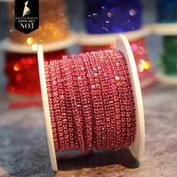 Gold Rhinestone Tassel Chain Roll with Crystal Ribbon Trim - SS16 (Rose)