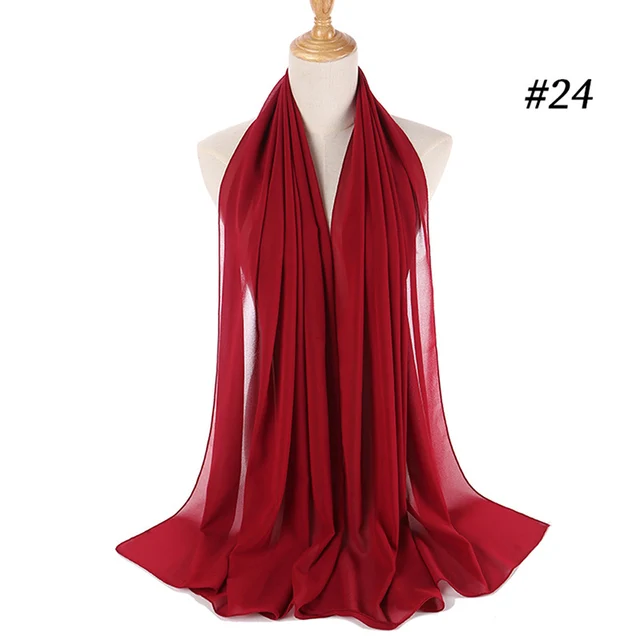 Musulman en mousseline de soie Hijab femmes bulle en mousseline de soie écharpe pour femmes dames voile musulman Islam couleur unie malaisie Musulman Wrap foulards