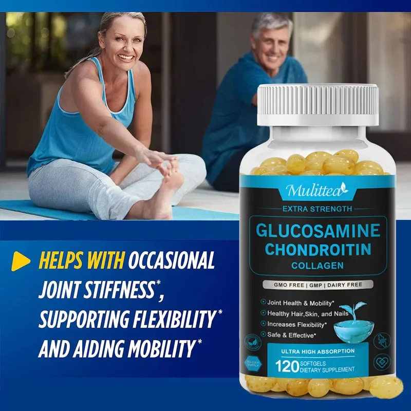 Mulittea Glucosamine Chondroitin for Joint Support&Health Complex with Additional OptiMSM Collagen Peptides for Hair Skin Nails