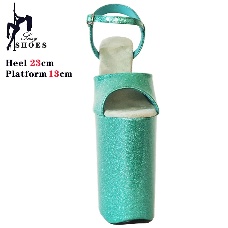 Nightclub Sexy Pole Dance Shoes 23CM Gladiator Sandals Pearl Glitter Stripper Shoes Summer Women Model Show Platform High Heels