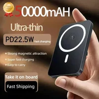50000mAh Ultra Slim Power Bank Mac Fast Charge Auxiliary Battery Magnetic Magnet Wireless Charging For IPhone Samsung Xiaomi 1