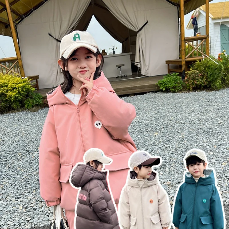 

Утепленный длинный Детский пуховик, модная индивидуальная двухсторонняя одежда, зимняя одежда, пальто, новинка зимы 2023