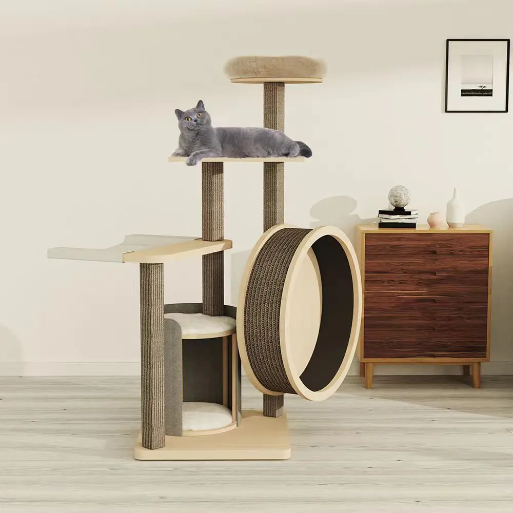 

High Quality luxury Cat Tree house Tower cat wheel exercise Cats Treadmill