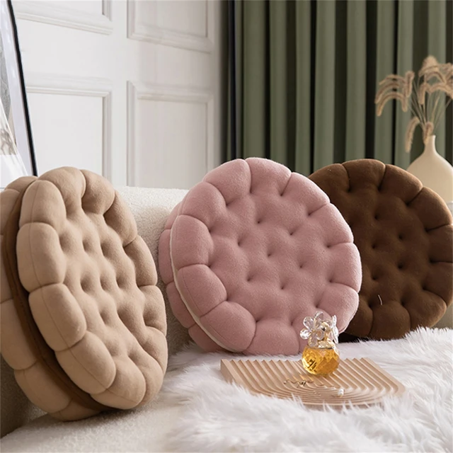 Coussin décoratif en peluche en forme de biscuit, coussin de sol, coussin  de siège, coussin de tatami, biscuit sandwich, coussin décoratif pour les  fesses | AliExpress