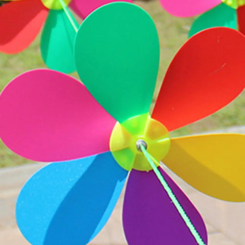 Wind Spinner Toys Wind Whirligig Delicate Craft Six Colors Light Weight Flower Hanging String Windmill for Gift