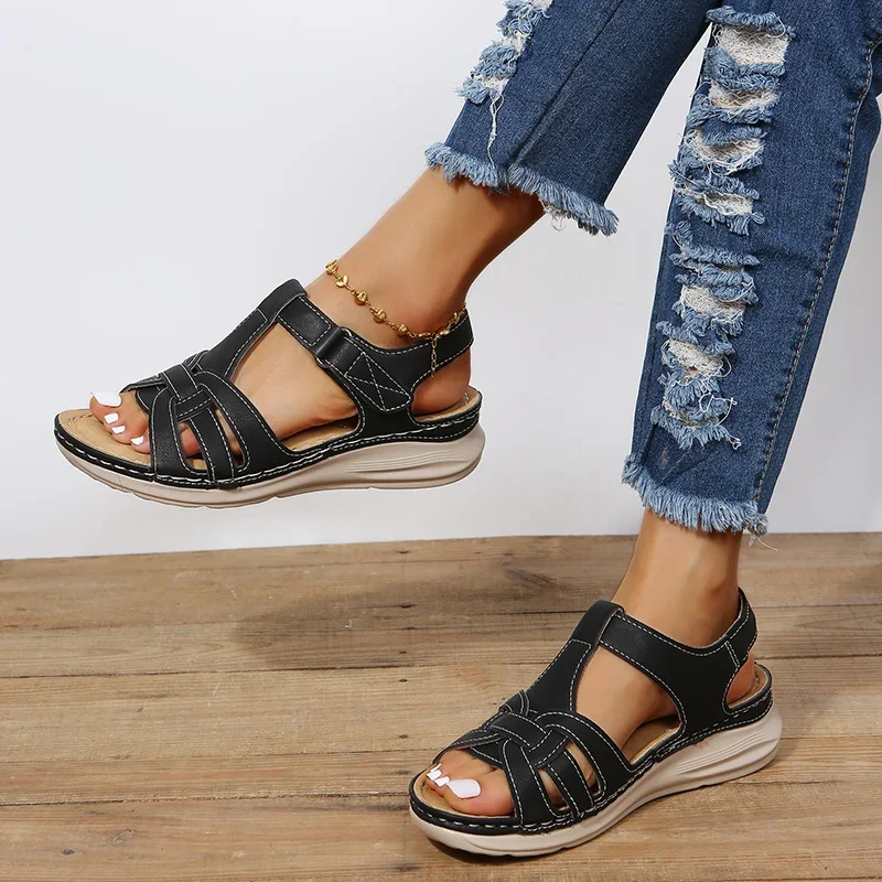 

Shoes for Women 2023 High Quality Summer Outdoor Women's Sandals Solid Open Toe Low-heeled Roman Concise Casual Sandals Women