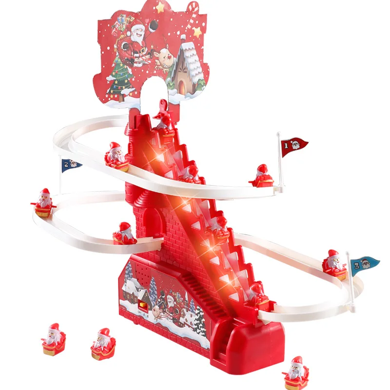 Electric Climbing Ladder Santa Claus Xmas Gift Ladder Climbing Santa for Christmas Party Shelf Bedroom Office