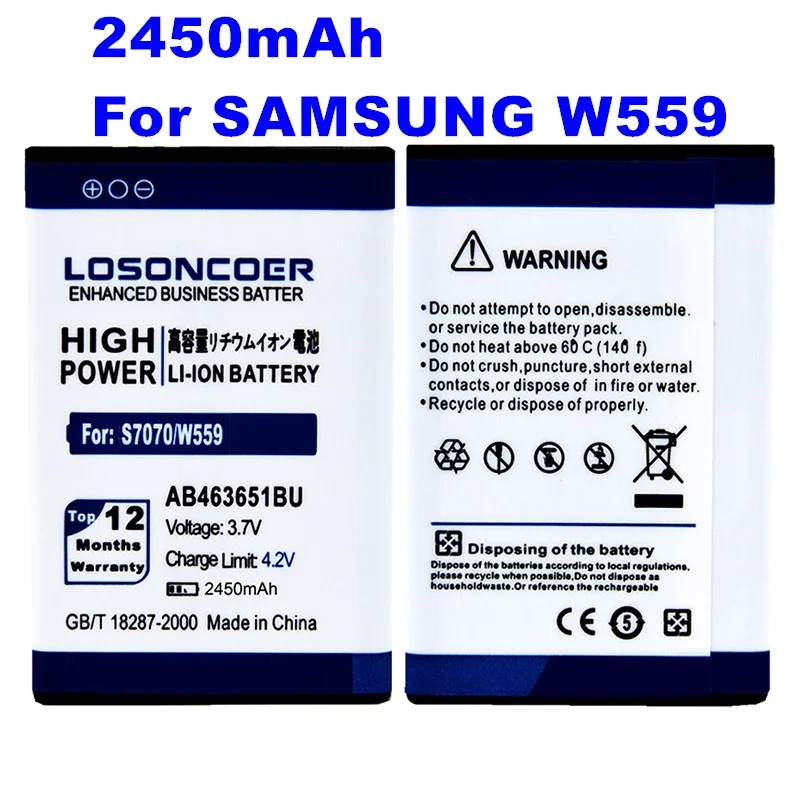 

LOSONCOER For Samsung W559 F270 F278 F400 F408 J800 J808 J808E L700 J800 B3410 C3060 C3222 C3322 C3500 C3510 AB463651BU Battery