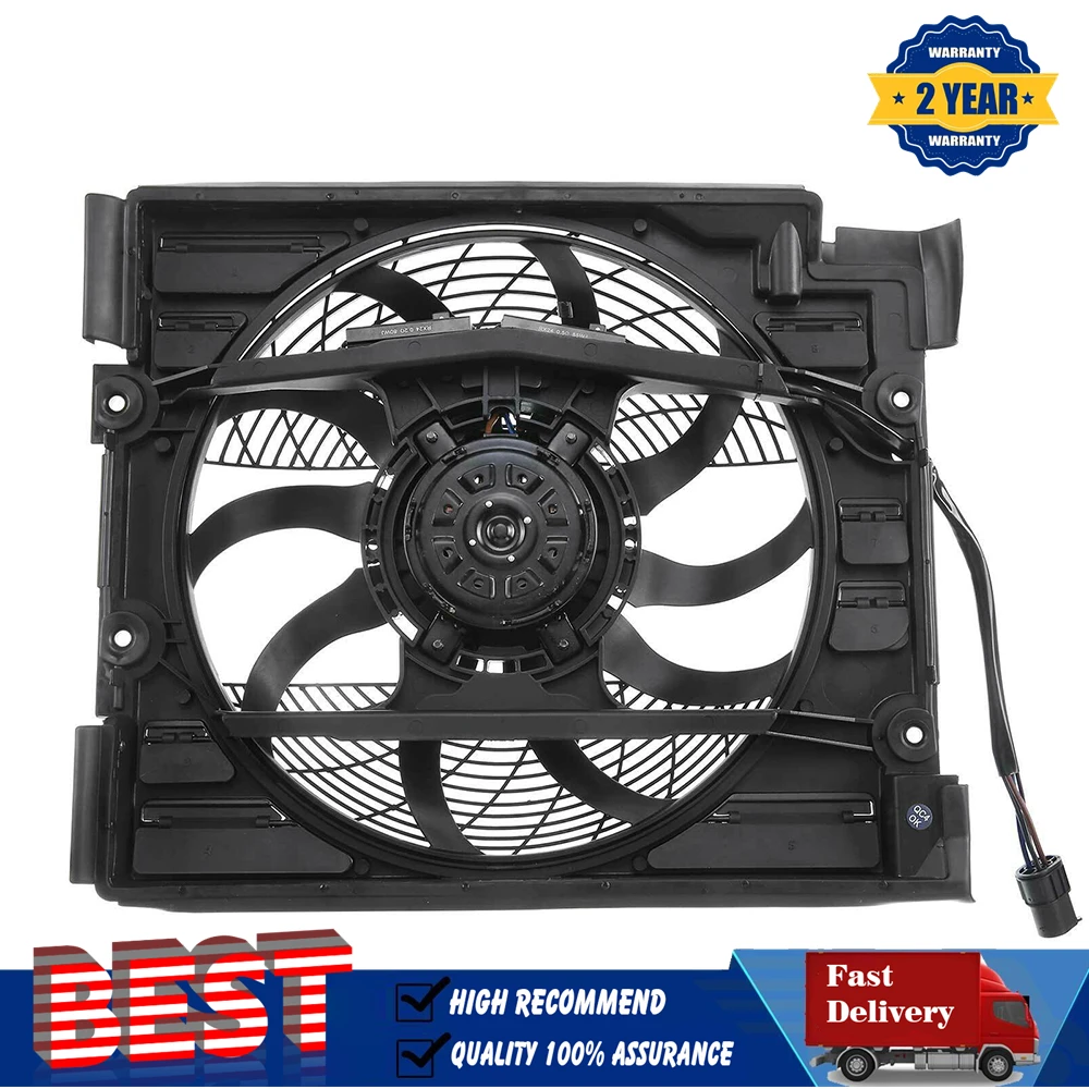 브러시리스 라디에이터 A/C 콘덴서 냉각 선풍기 어셈블리, BMW E39 528i 540i 621-204 1997 1998 64548380780 64548371362, 4 인서트